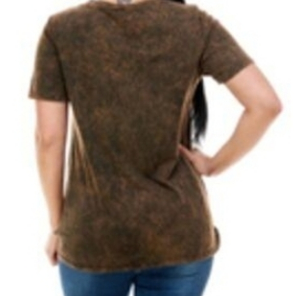 T Party Love Brown Distressed short sleeve t shirt S NWT - Picture 3 of 6